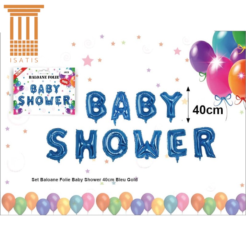SET BALOANE FOLIE BABY SHOWER 40CM BLEU