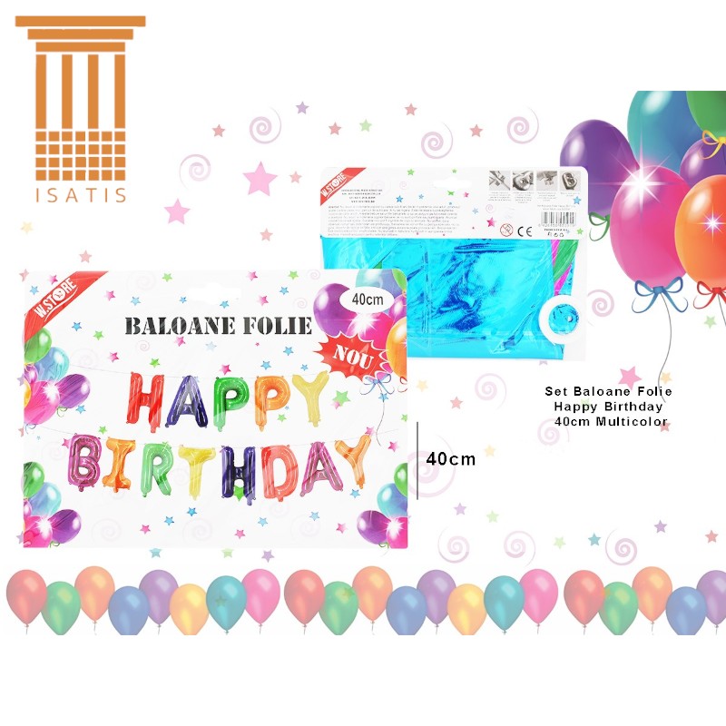 SET BALOANE FOLIE HAPPY BIRTHDAY 40CM MULTICOLOR