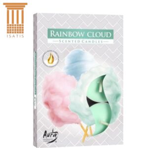 Lumânări parfumate cu lumină de ceai Bispol Aura - Rainbow Cloud, 6 bucăți