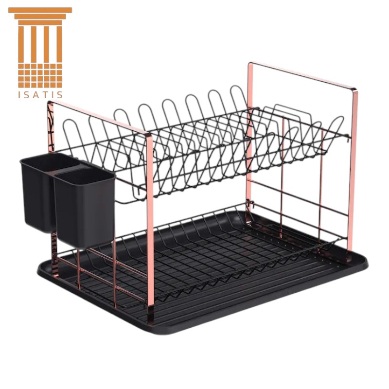 Suport vase, cromat finisaj mat, cu tava din plastic si suport tacamuri, 48x32x29 cm, Grunberg GR3232