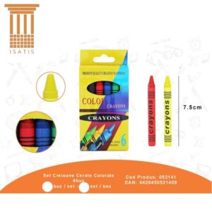 Set Creioane Cerate Colorate | 6 Culori | 7.5cm | Premium Quality