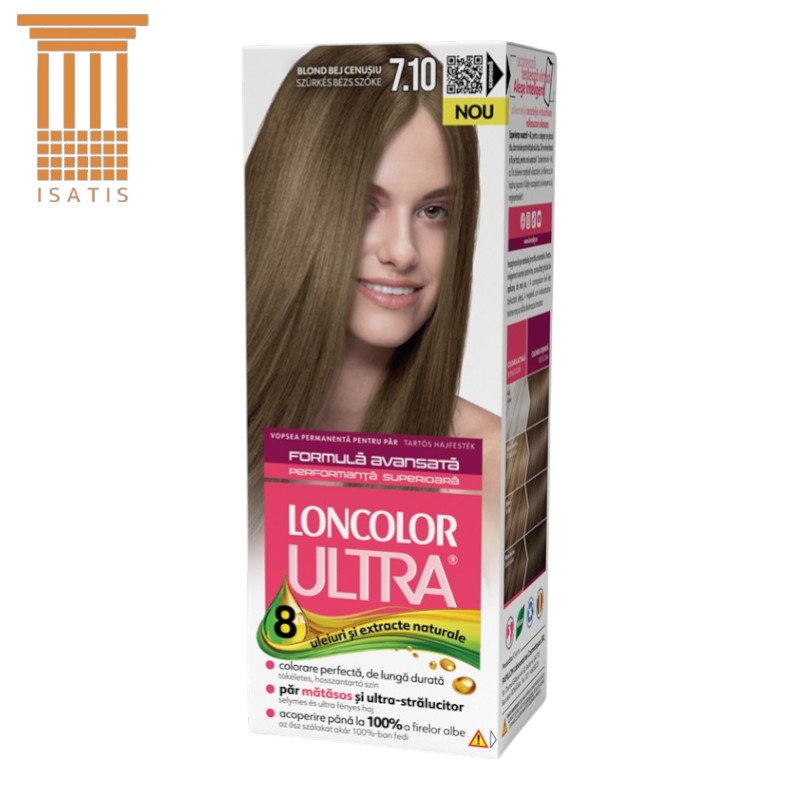 Vopsea Permanentă de Păr LONCOLOR Ultra 7.10, Blond Bej Cenușiu