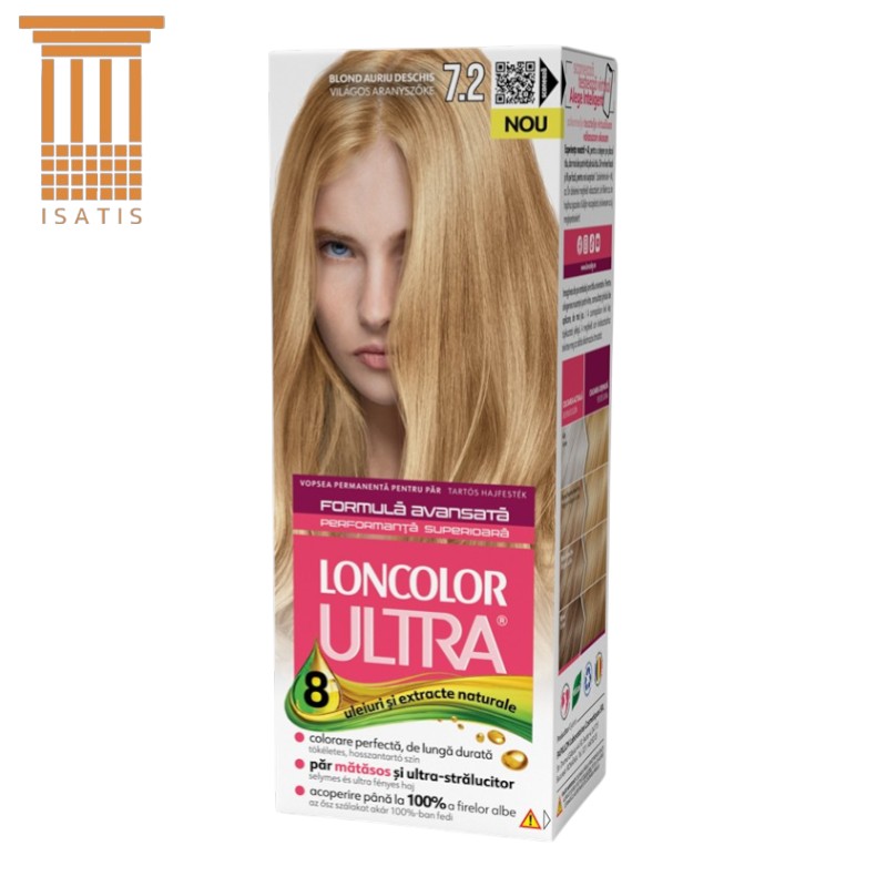 Vopsea Permanentă de Păr LONCOLOR Ultra 7.2, Blond Auriu Deschis